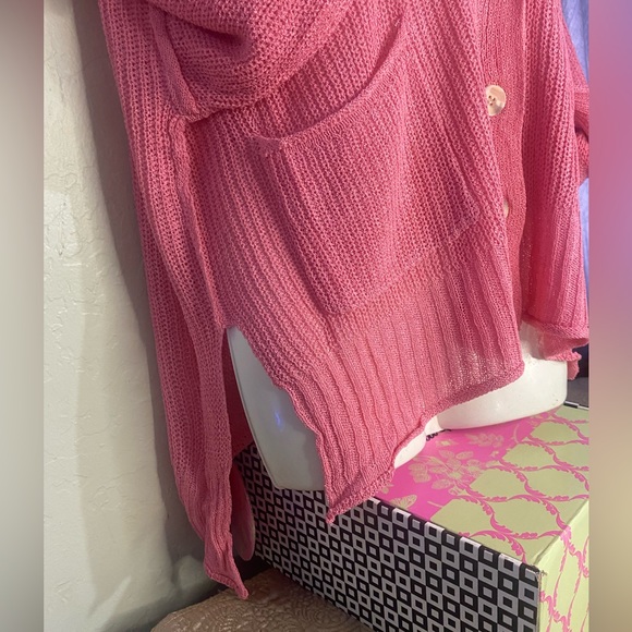 POL Barbie Pink cardigan with placket balloon sleeves and pockets - Picture 12 of 17